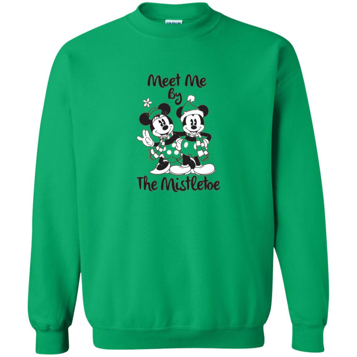 Christmas T-shirt Meet Me By Mistletoe Irish Green