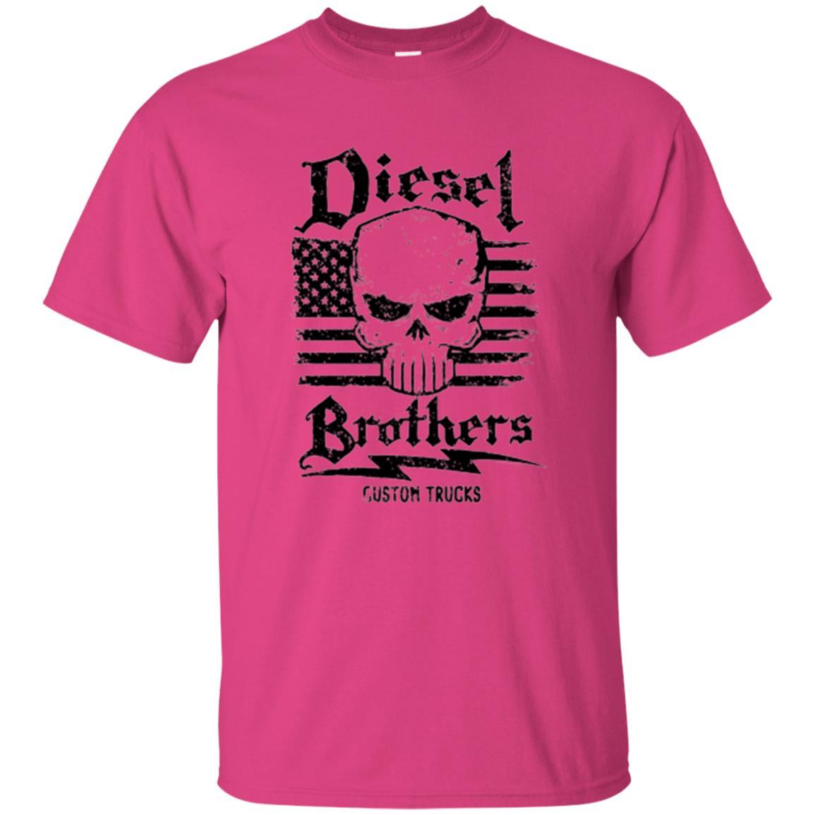 Diesel Brothers Custom Trucks Skull Usa Flag T-shirt Heliconia