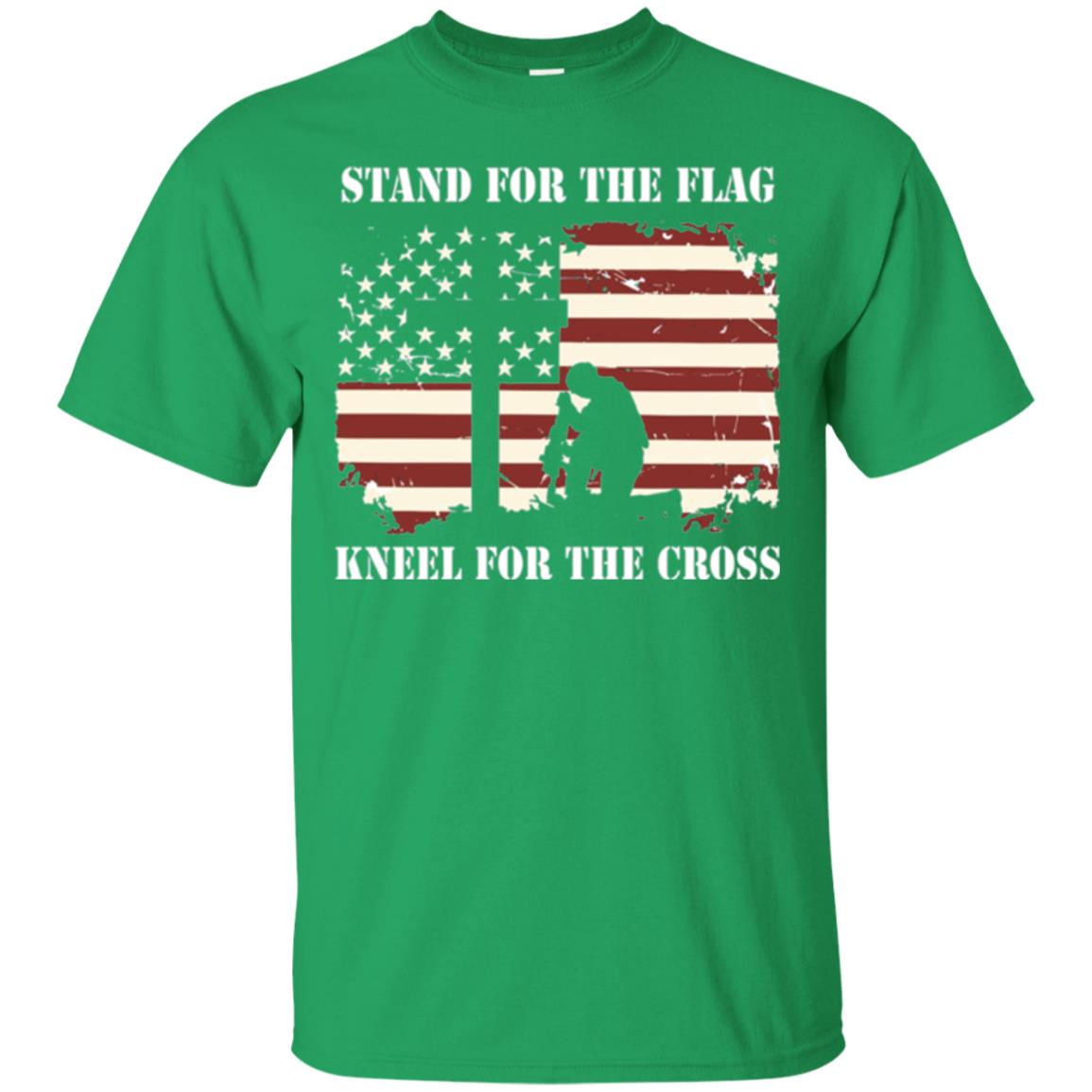 Military T-shirt Stand For The Flag Kneel For The Cross Irish Green