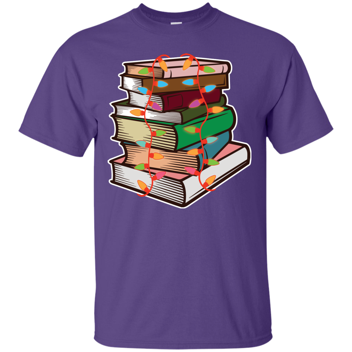 Fairy Lights Christmas Gift T-shirt Book Lover Purple