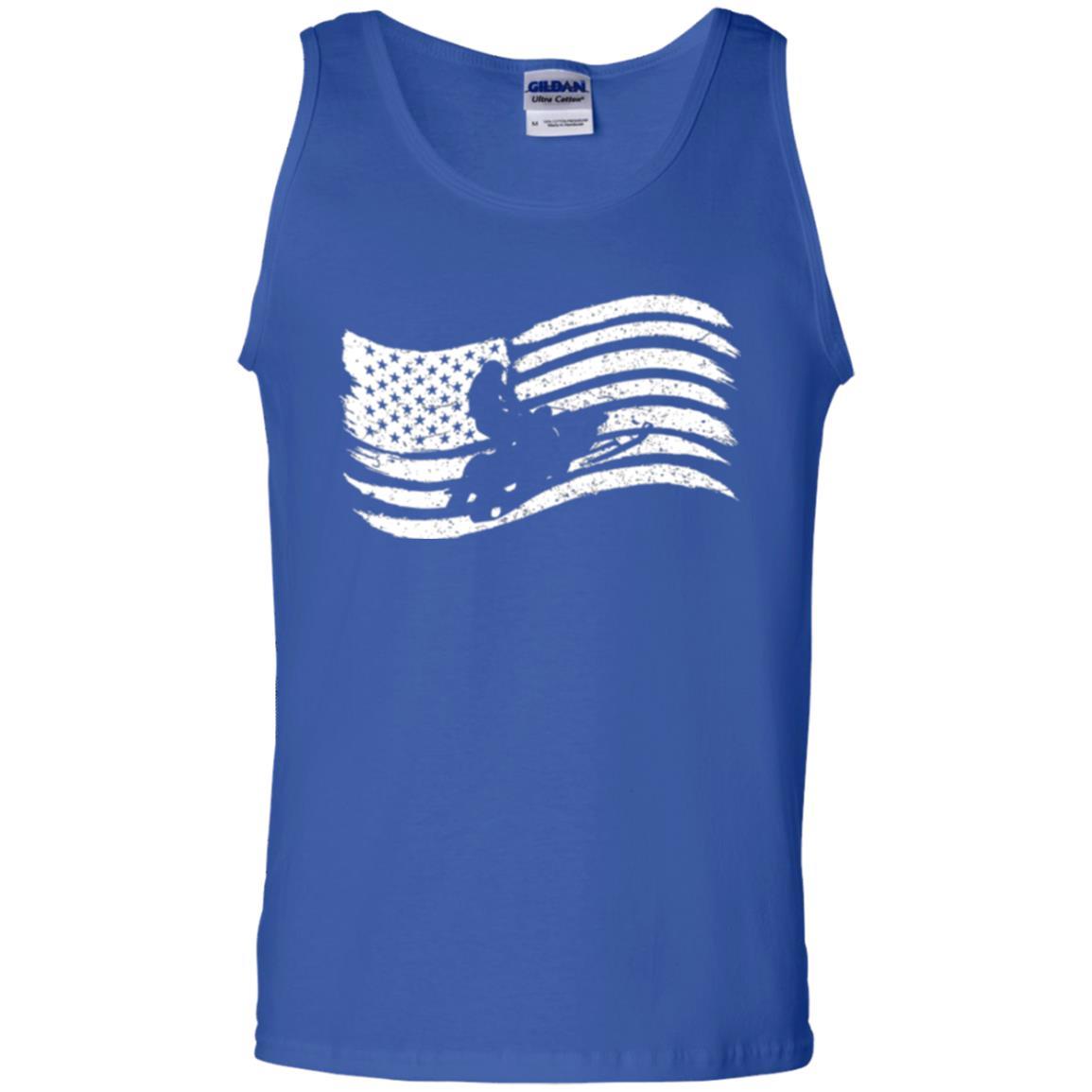 Snowmobile Rider T-shirt American Flag Royal