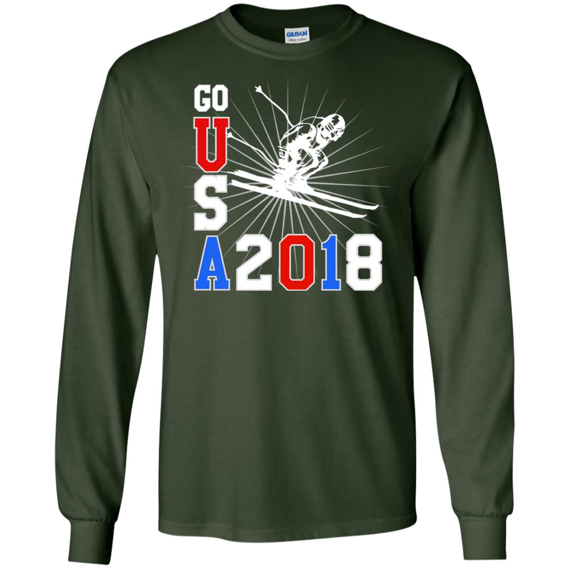 Alpine Skiing T-shirt Go Usa 2108 Cool Forest Green