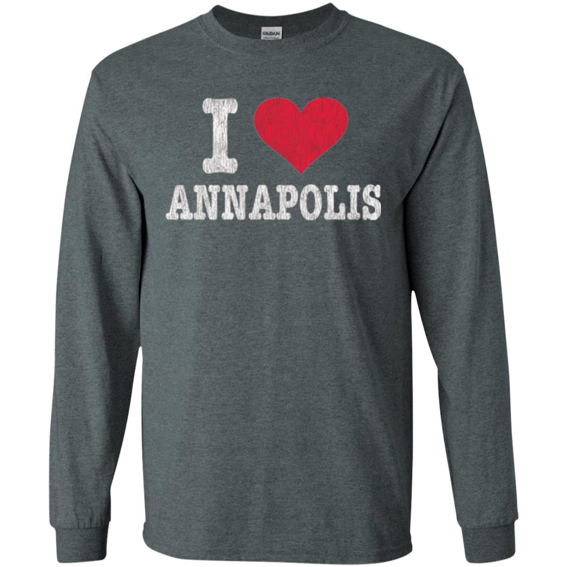 Distressed Retro I Love Annapolis T-shirt Dark Heather