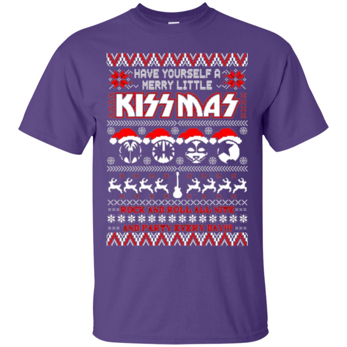 Christmas T-shirt Have Yourself A Merry Little Kissmas Purple