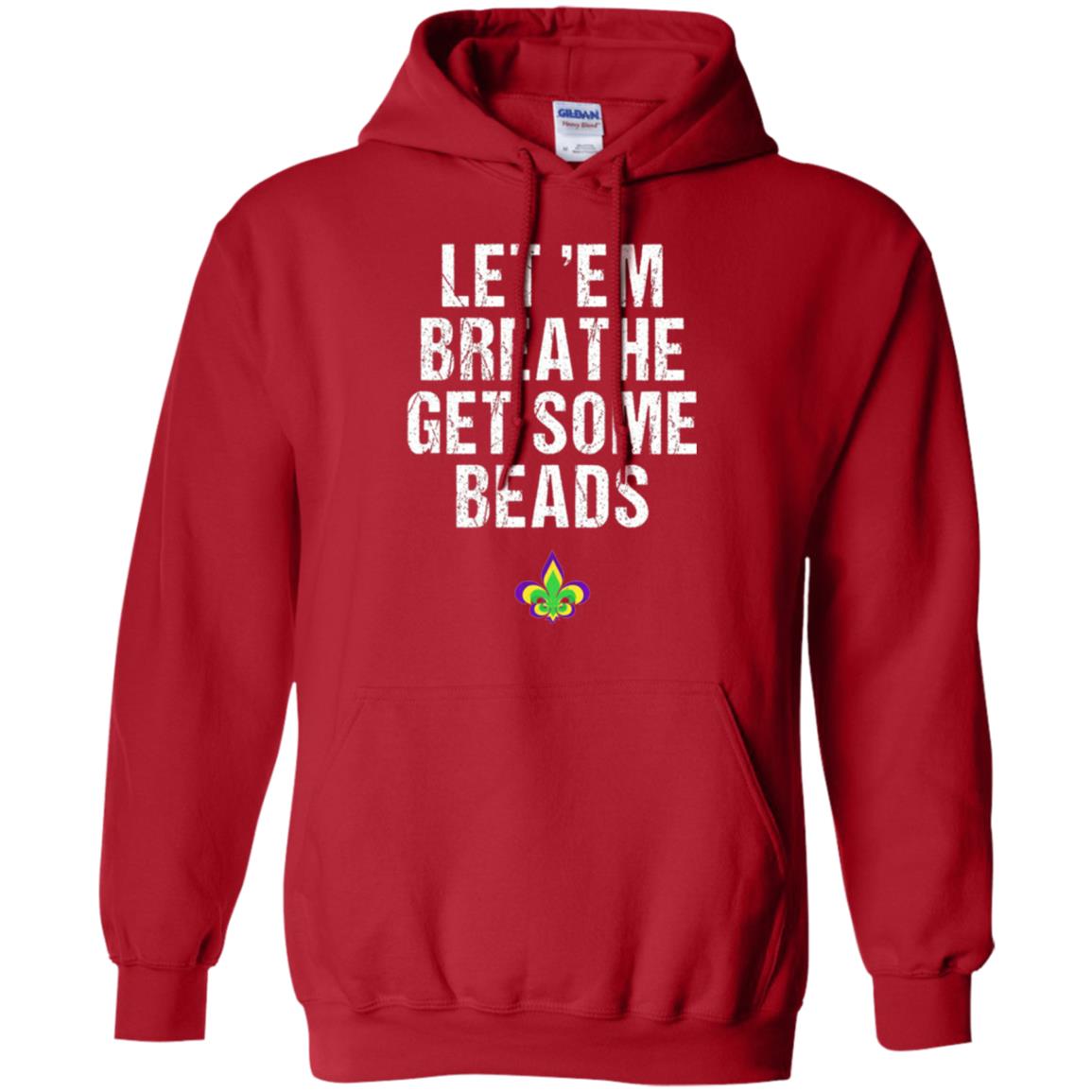 Mardi Gras T-shirt Let_em Breathe Get Some Beads Red