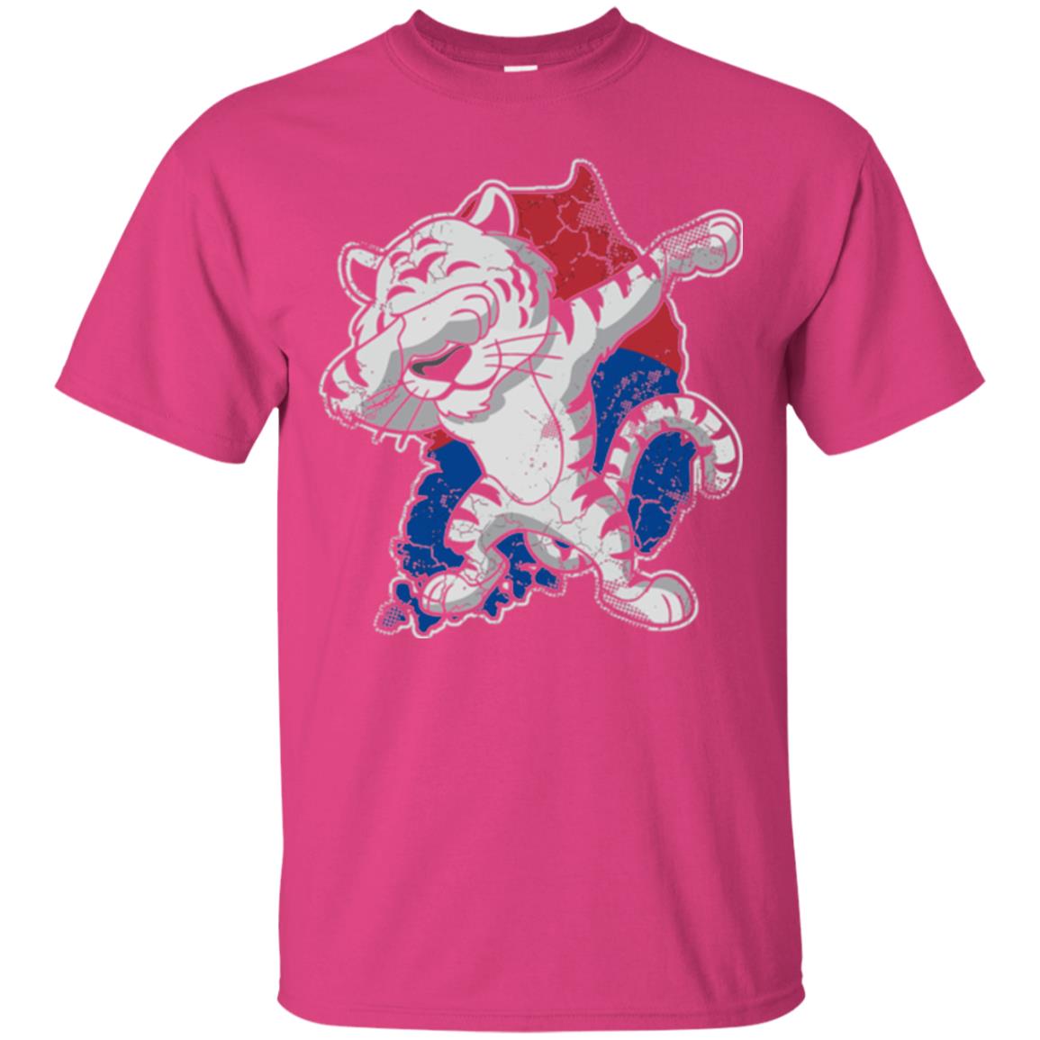 Dabbing White Tiger South Korea Flag T-shirt Heliconia
