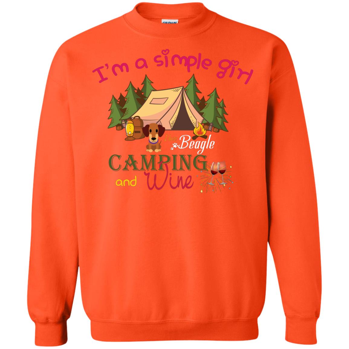 I’m A Simple Girl I Love Beagle Camping And Wine Shirt Orange