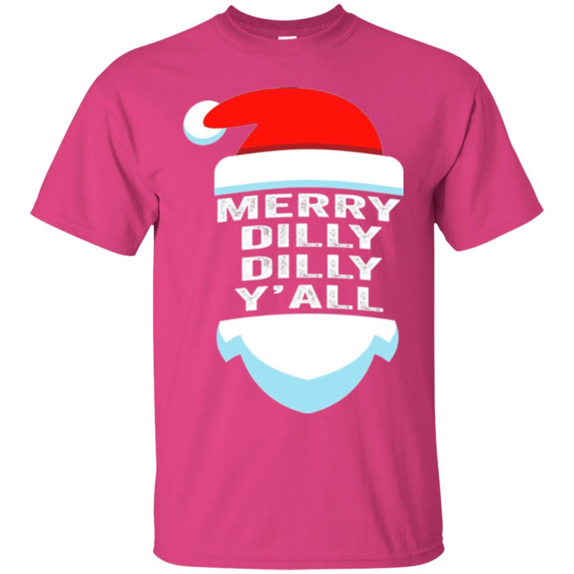 Christmas T-shirt Dilly Dilly Yall Santa Hat Christmas T-shirt Heliconia