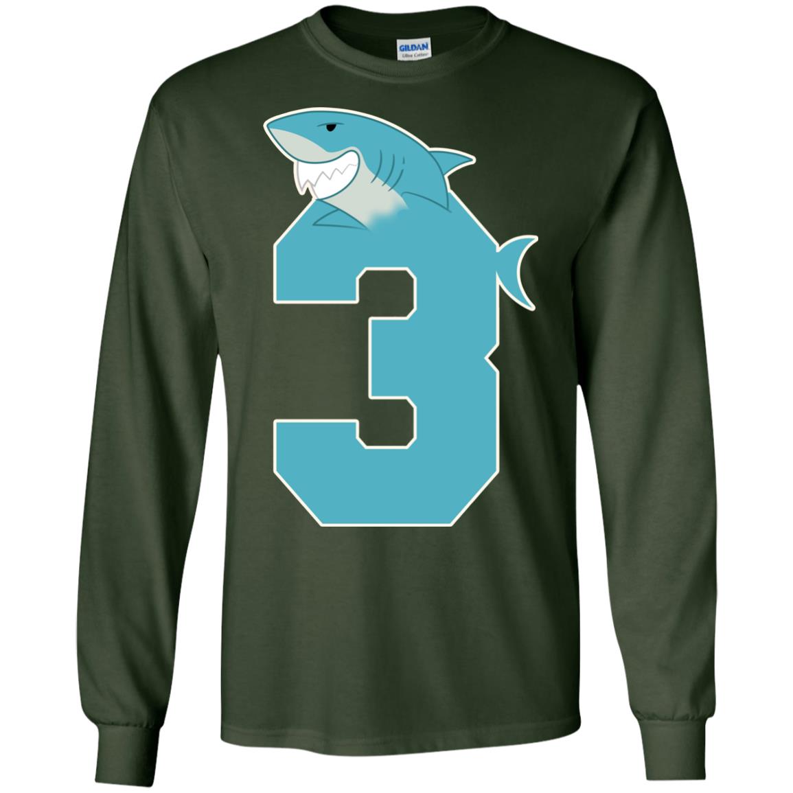 3rd Birthday Shark Party Shirt Forest Green