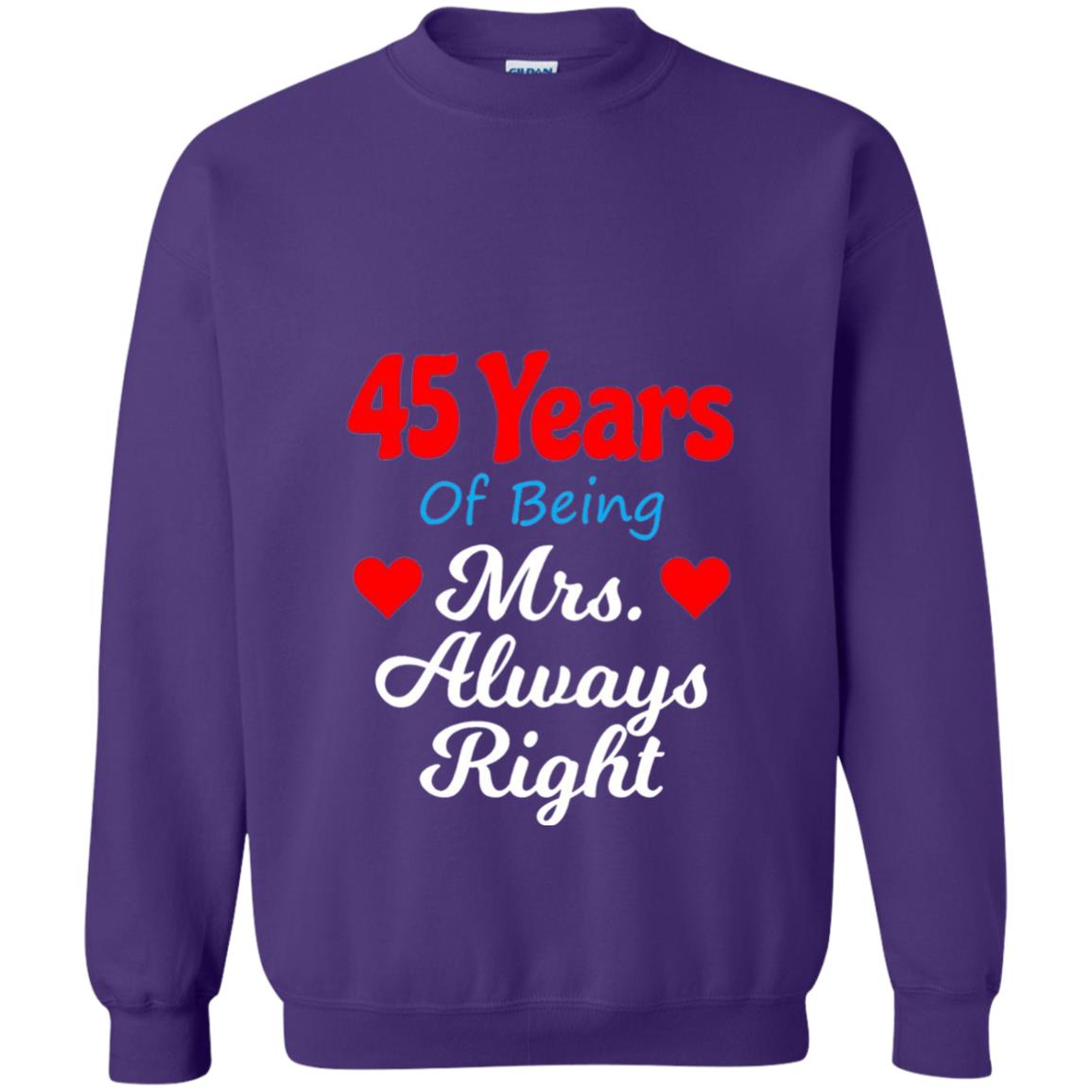 45th Wedding Anniversary T-shirt Mrs Always Right Purple