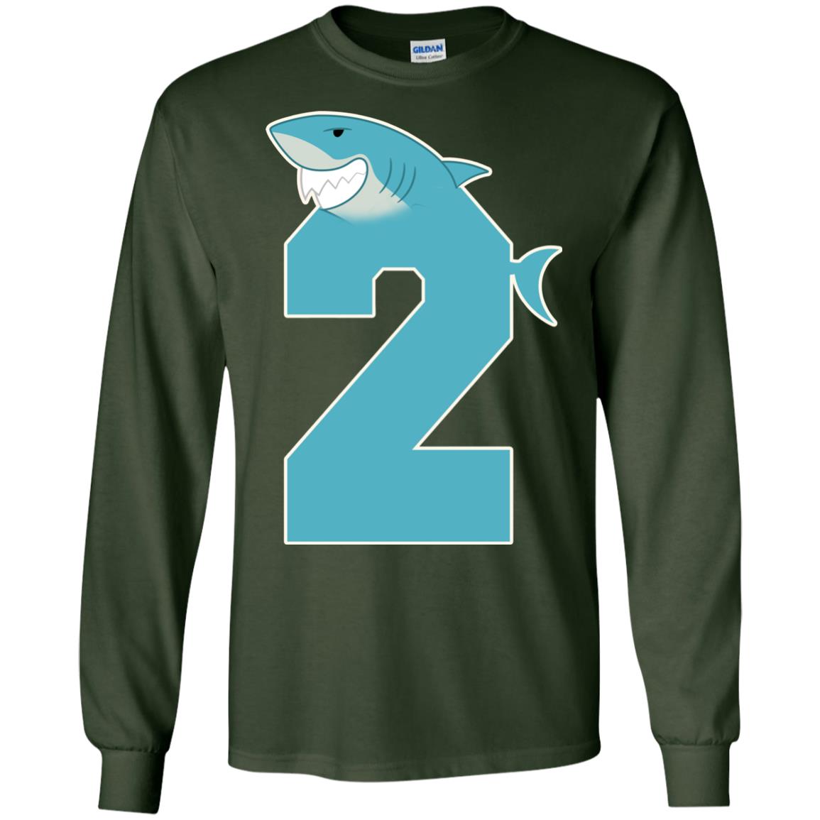 2nd Birthday Shark Party Shirt Forest Green
