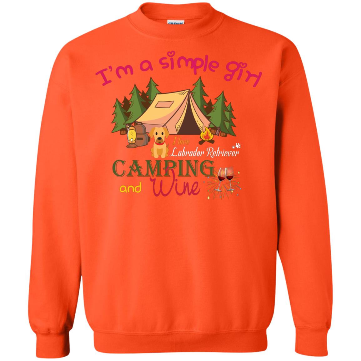 I’m A Simple Girl I Love Labrador Camping And Wine Shirt Orange