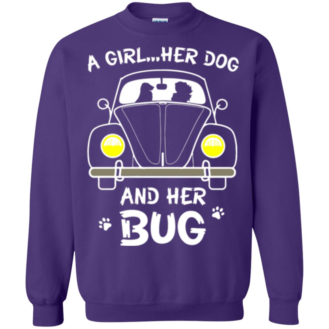 Dog Lover T-shirt A Girl Her Dog And Her Bug Purple