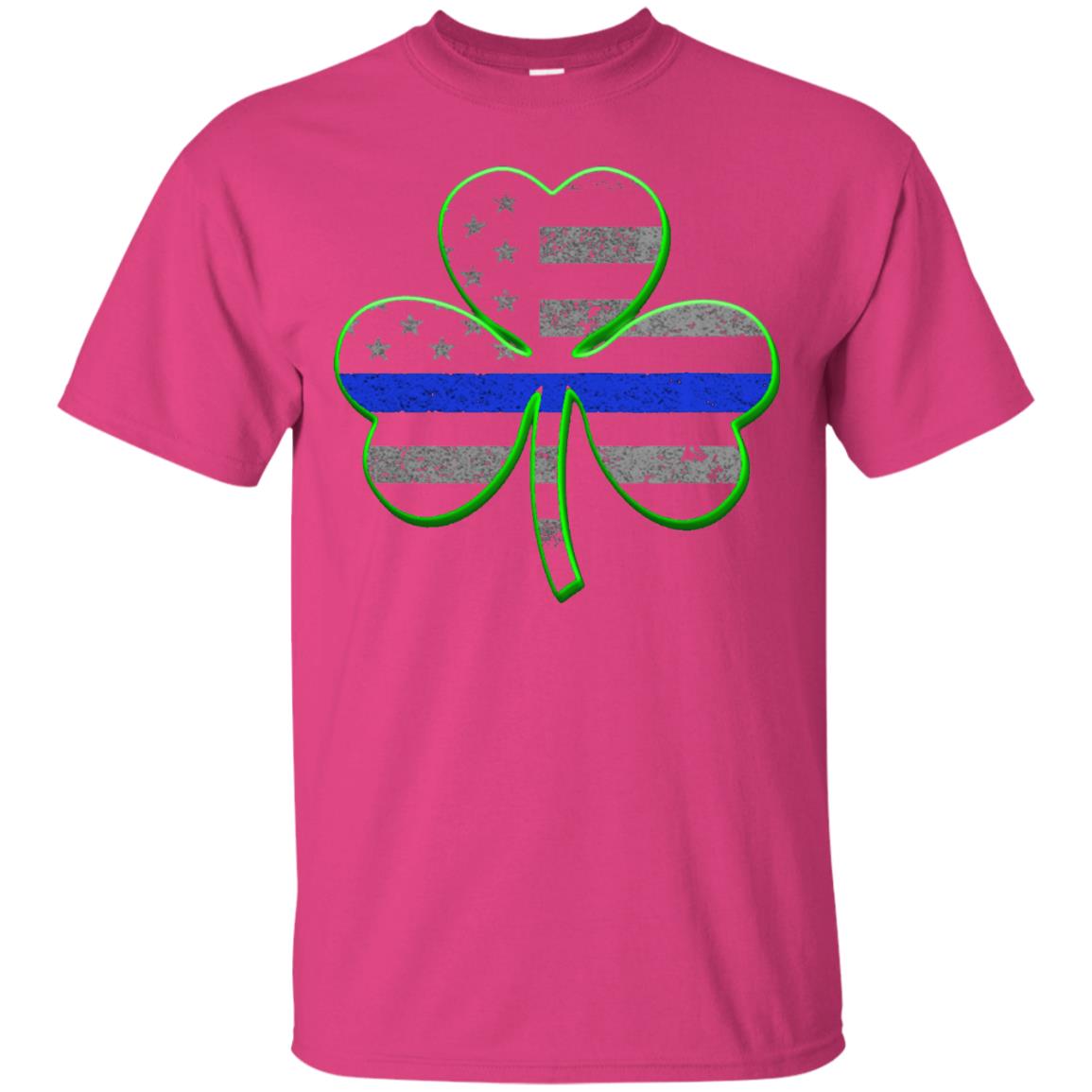 Thin Blue Line St Patrick_s Day Clover T-shirt Heliconia