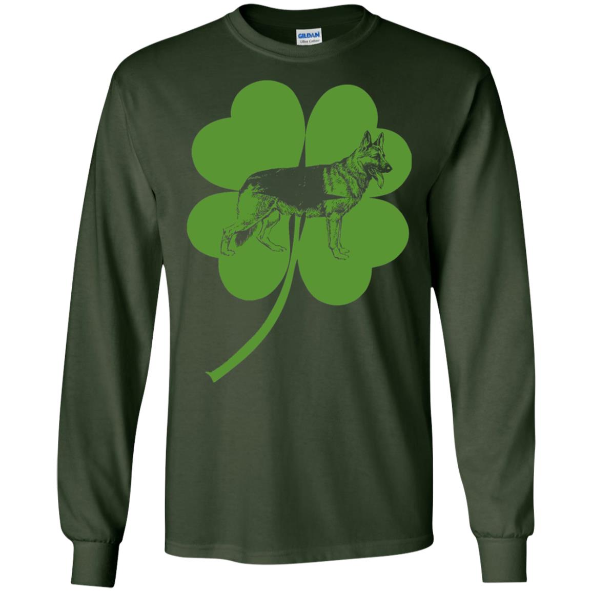 German Shepherd Shamrock St. Patrick_s Day T-shirt Forest Green