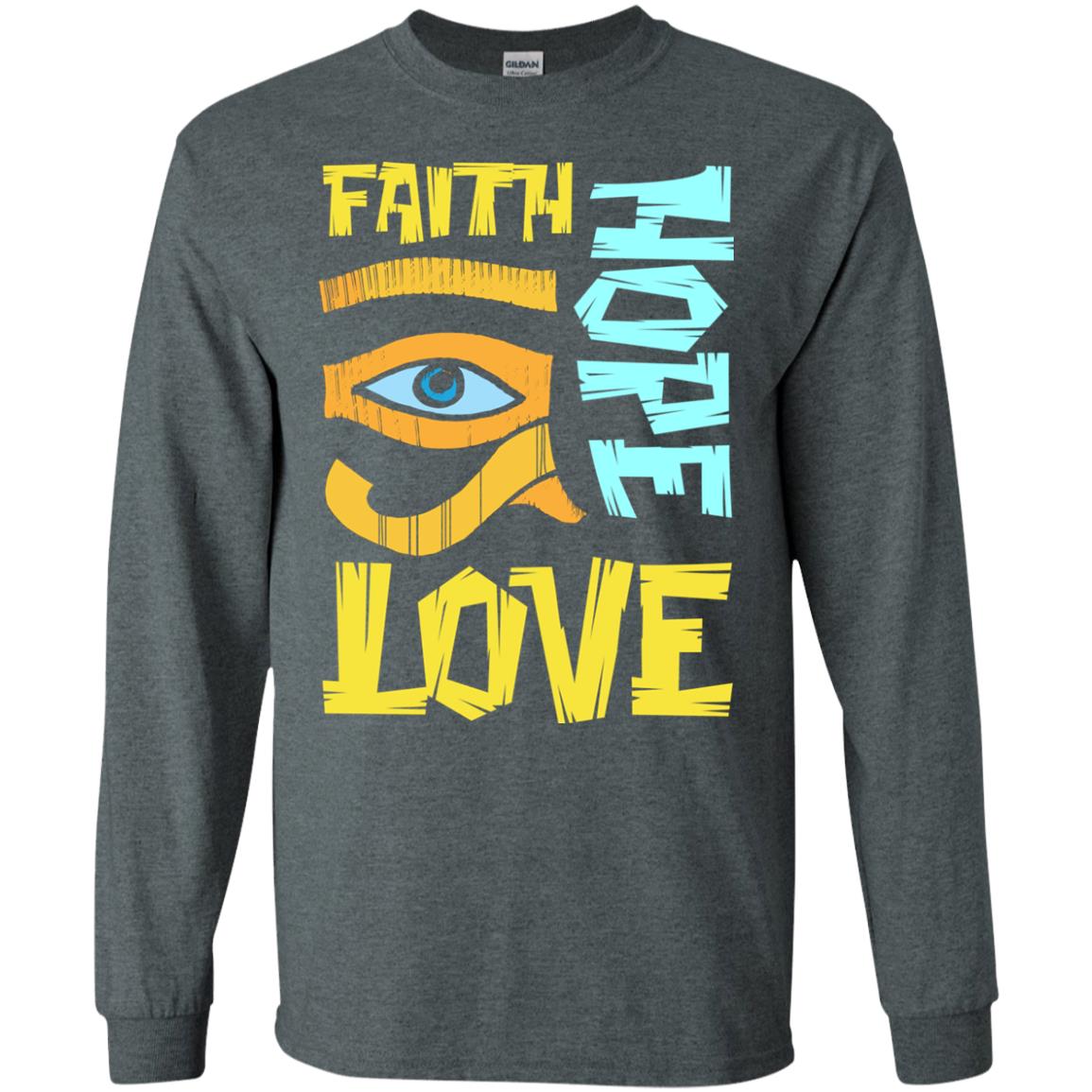 Faith Hope Love Christian T-shirt Dark Heather