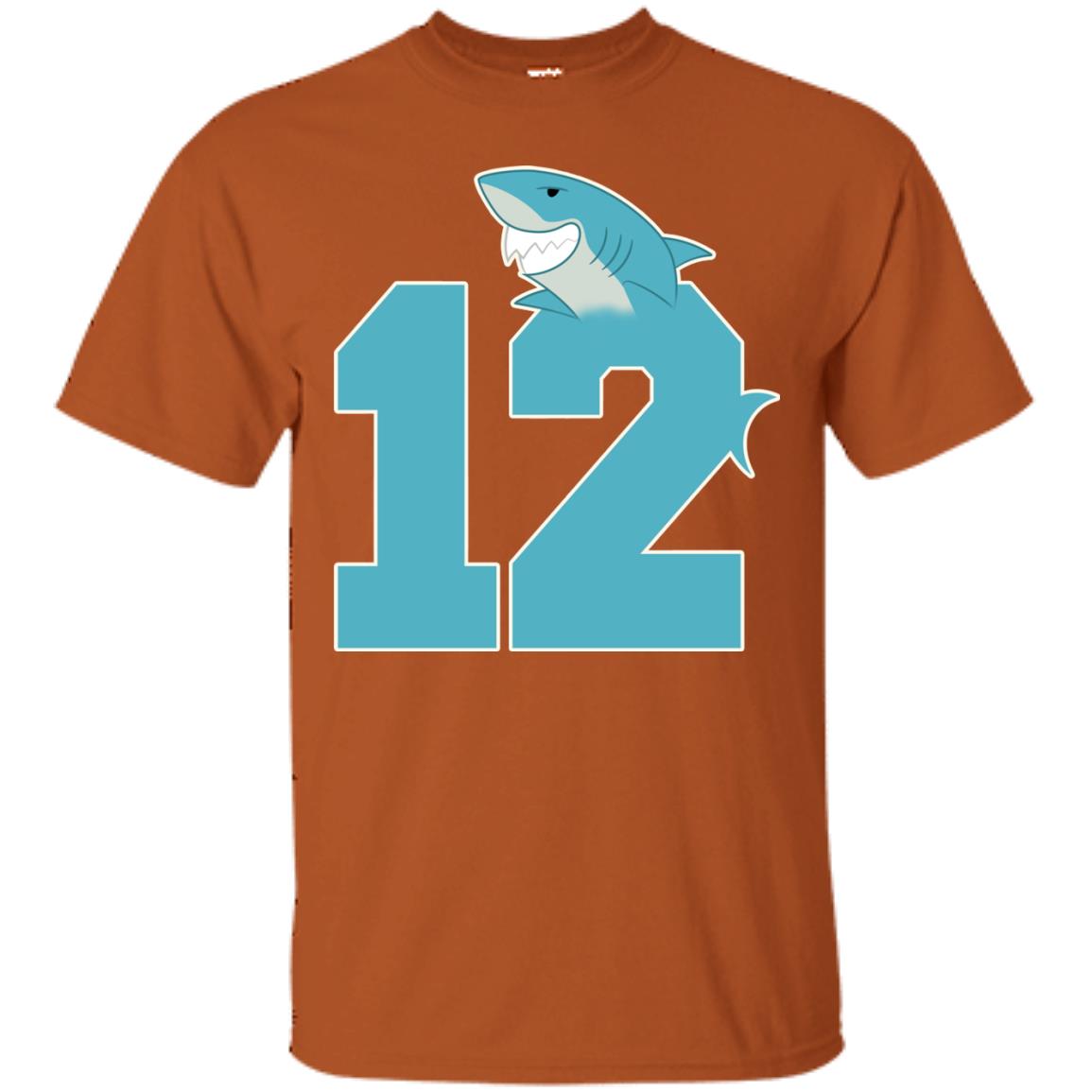 12th Birthday Shark Party Shirt Texas Orange