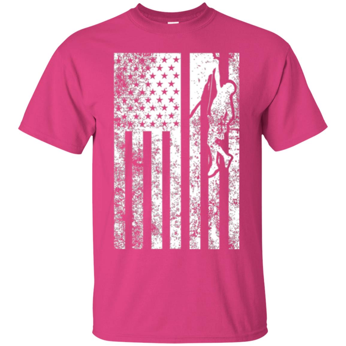 Rock Climbing T Shirt - Rock Climbing Flag Of United States T-shirt Heliconia
