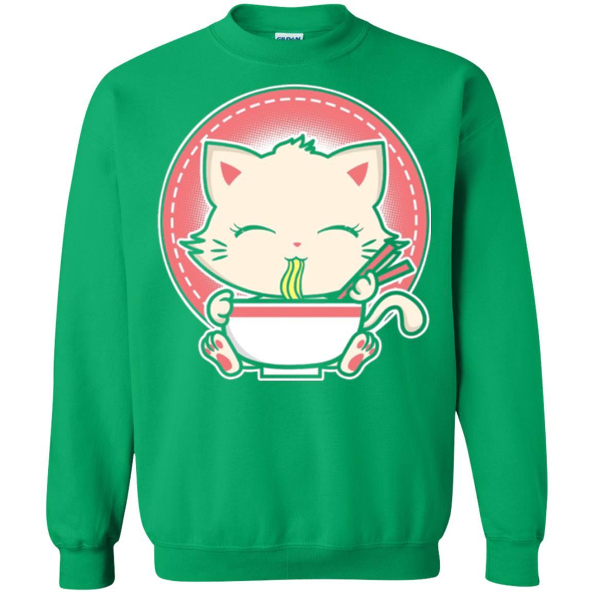 Anime T-shirt Kawaii Japanese Cat Ramen Irish Green
