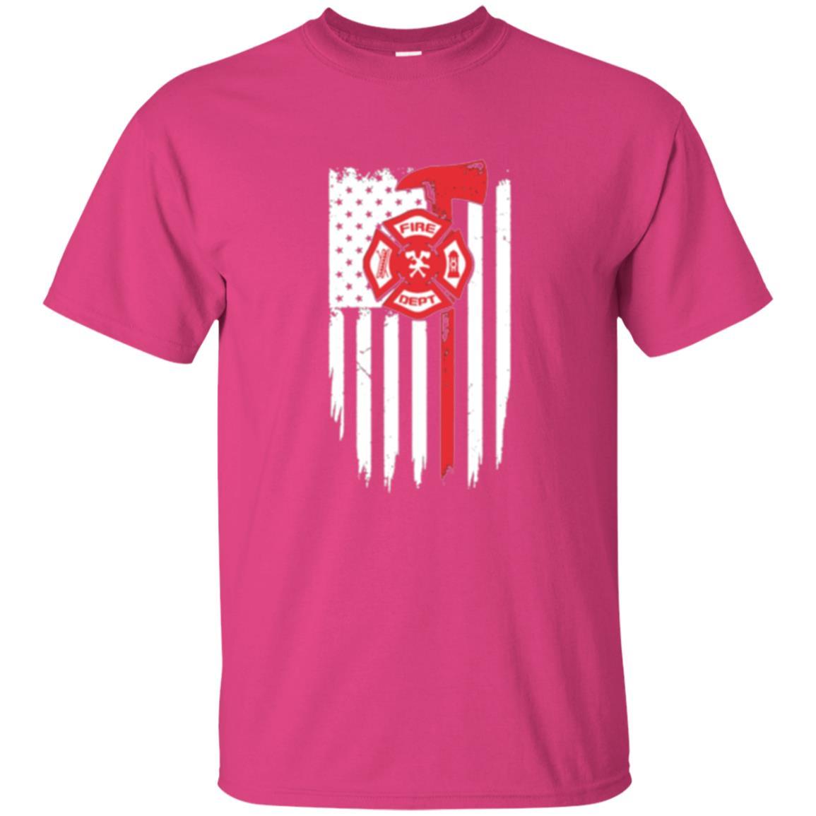 Firefighter T-shirt American Flag Proud Of Us Fireman Heliconia