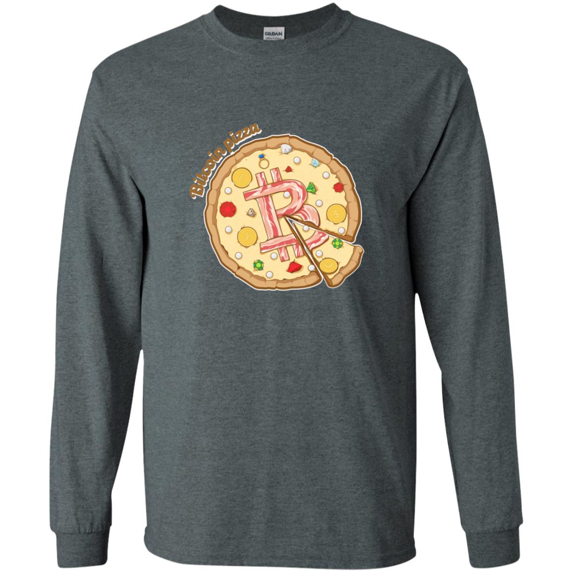 Funny Bitcoin Pizza T-shirt Crypto Currency Dark Heather