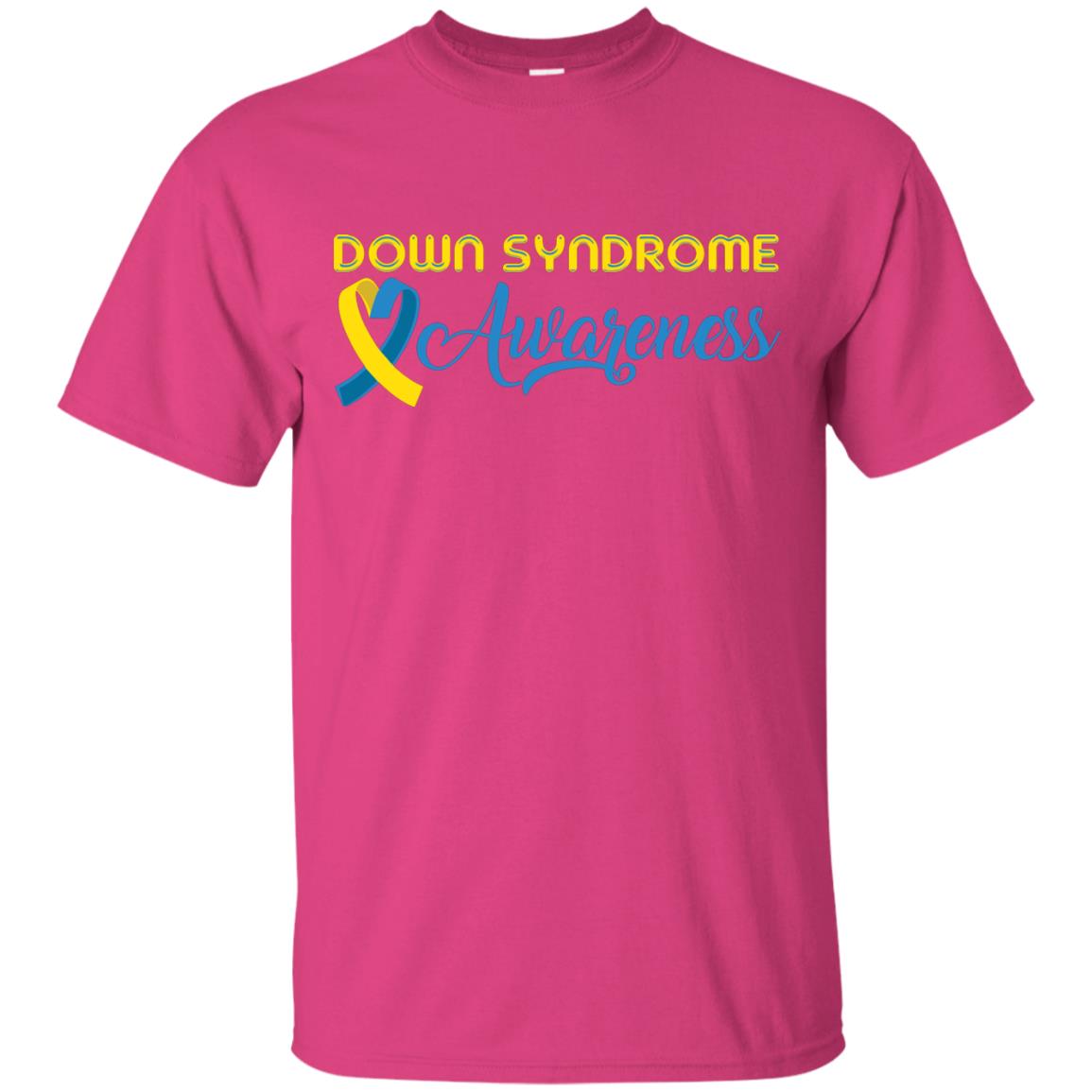 Yellow And Blue Ribbons Down Syndrome Awareness T-shirt Heliconia