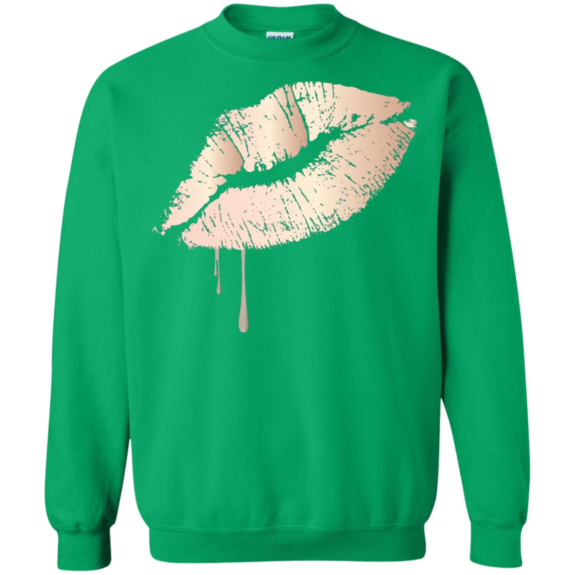Rose Gold Dripping Lips T-shirt Irish Green