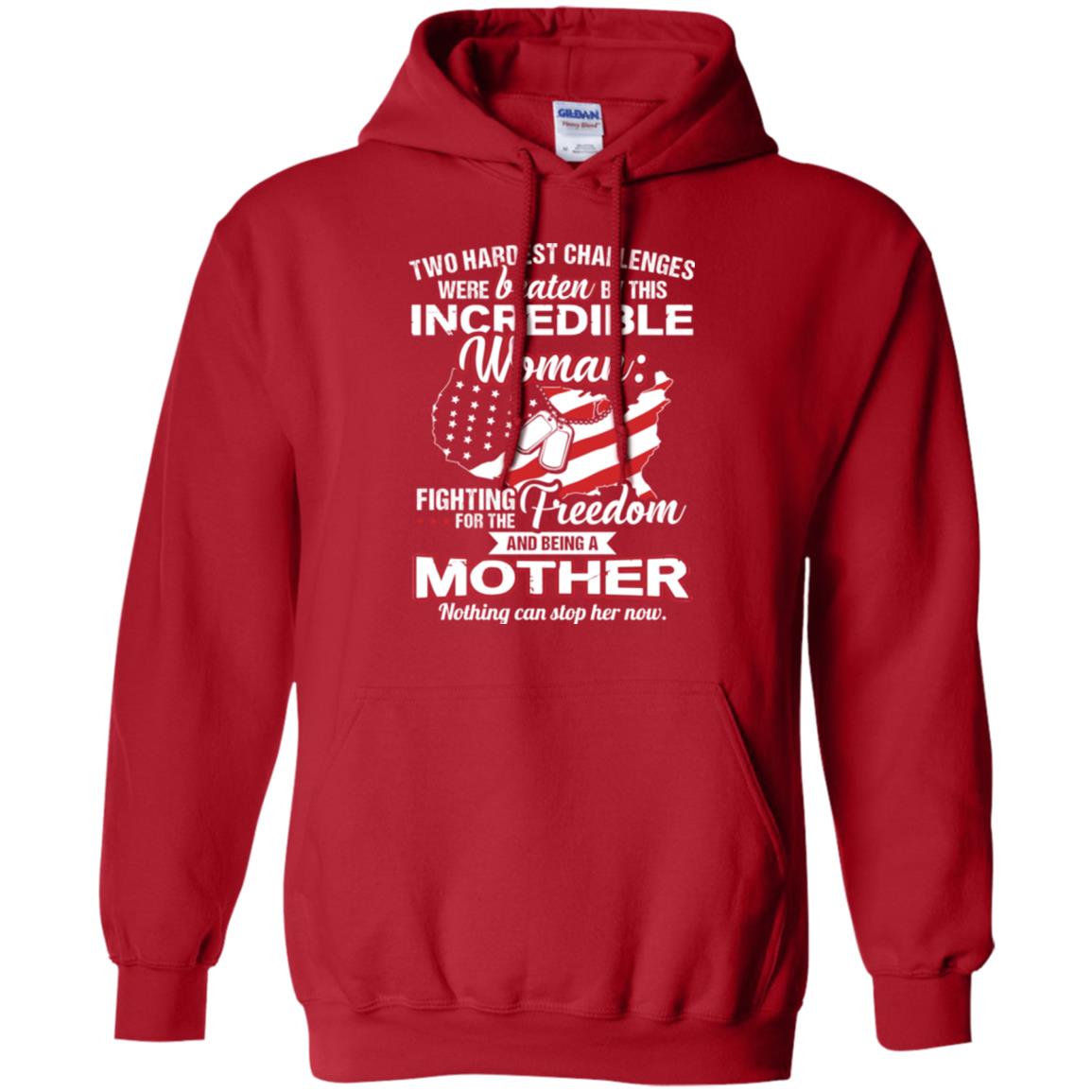 Incrediable Woman Fighting For The Freedom And Being A Mother Military Shirt Red