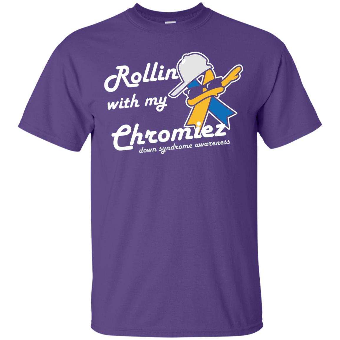 Rolling With My Ehromiez Down Syndrome Awareness T-shirt Purple