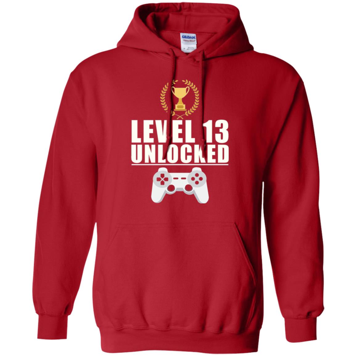 13th Birthday T-shirt Level 13 Unlocked Red