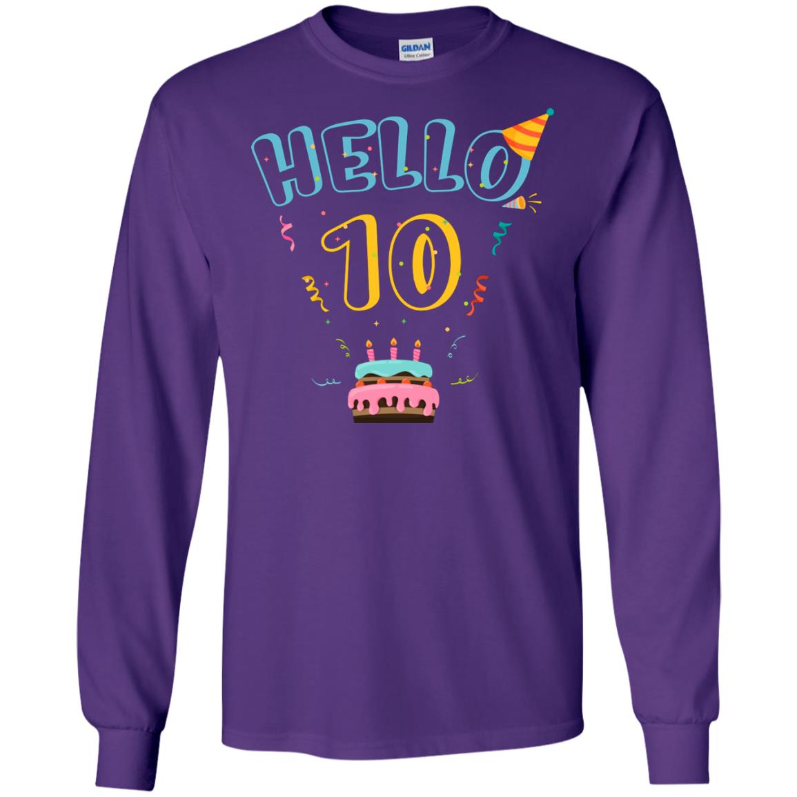 Hello 10 Ten Years Old 10th 2008s Birthday Gift Shirt Purple
