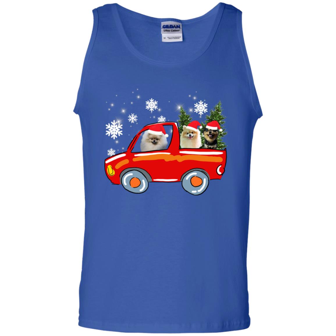 Pomeranians Dogs On Car Merry Christmas Gift Shirt Royal