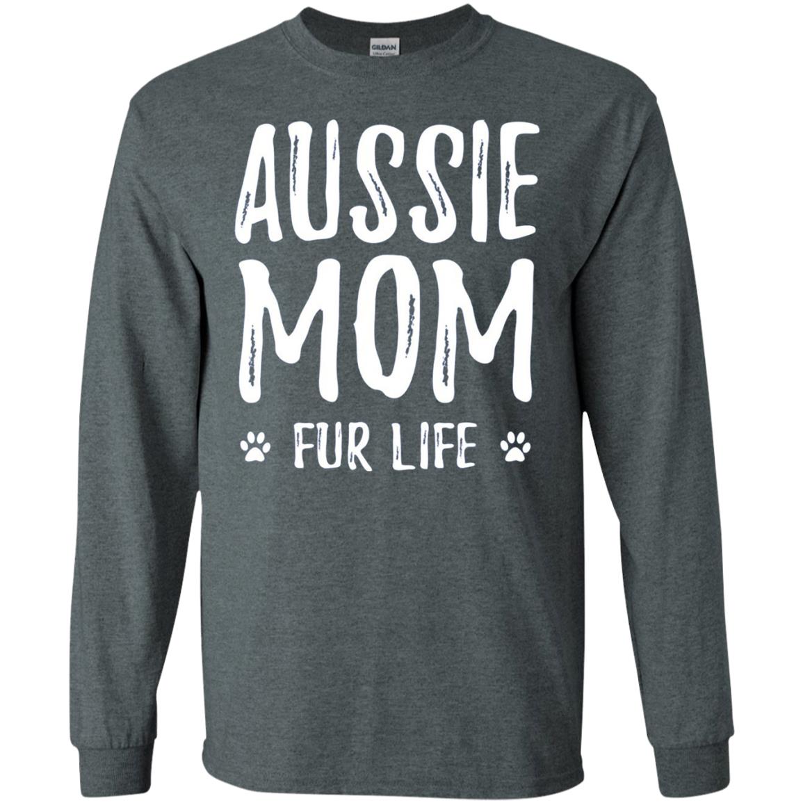 Aussie Mom Fur Life T-shirt Dark Heather