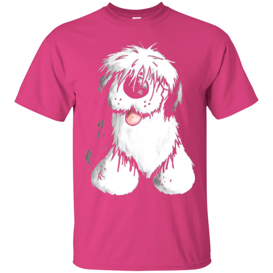 Dog Lover T-shirt Happy Old English Sheepdog Heliconia