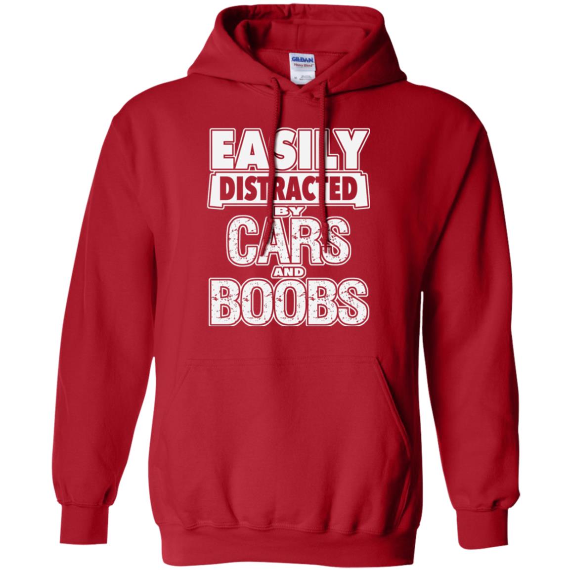 Car Lover T-shirt Easily Distracted By Cars And Boobs Red