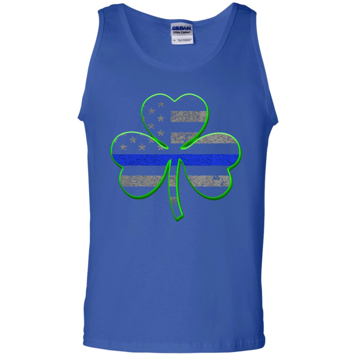 Thin Blue Line St Patrick_s Day Clover T-shirt Royal