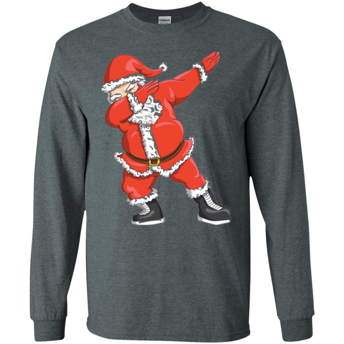 Funny Christmas T-shirt Dabbing Santa Claus Dark Heather