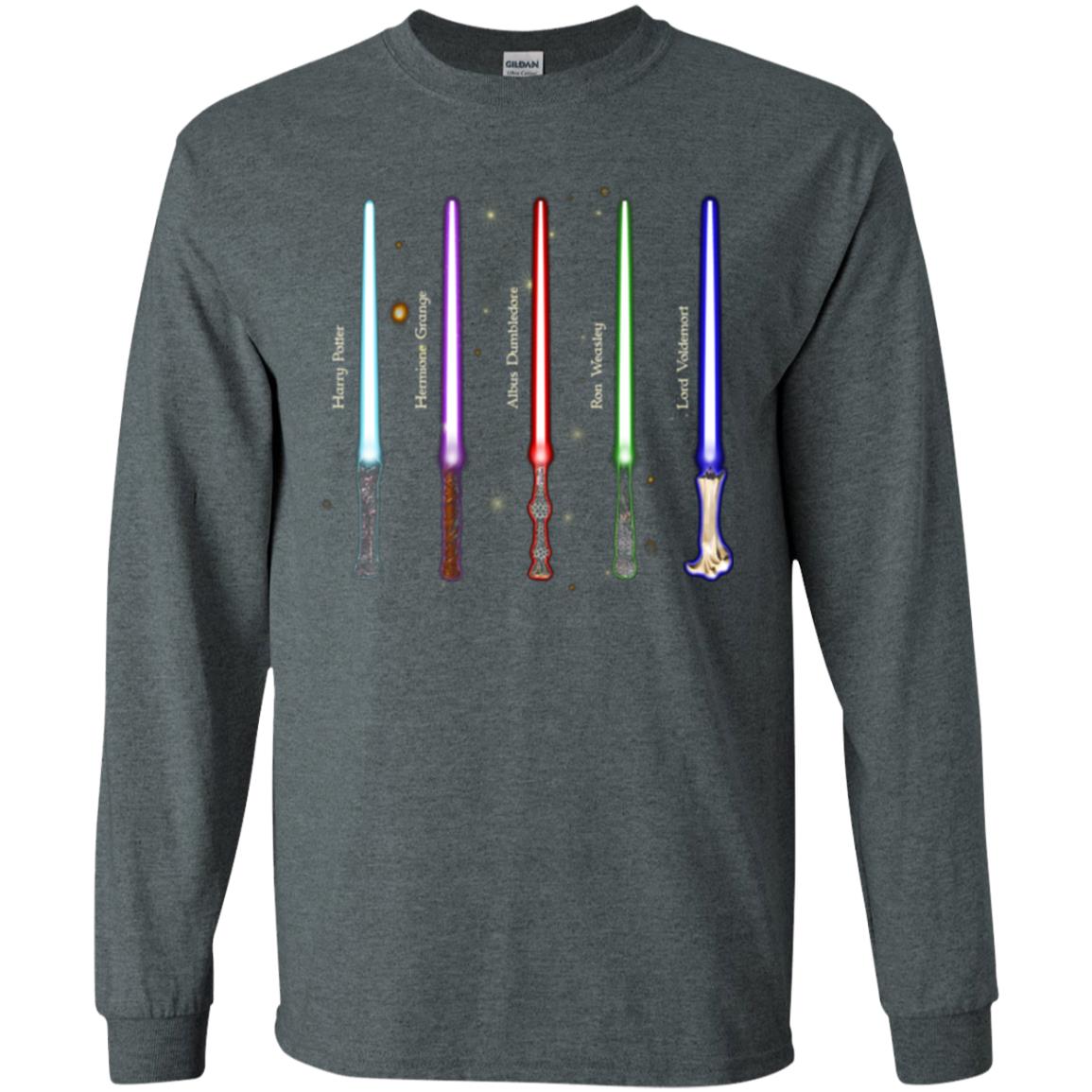 Harry Potter Lightsaber Wands Movie Fan T-shirt Dark Heather