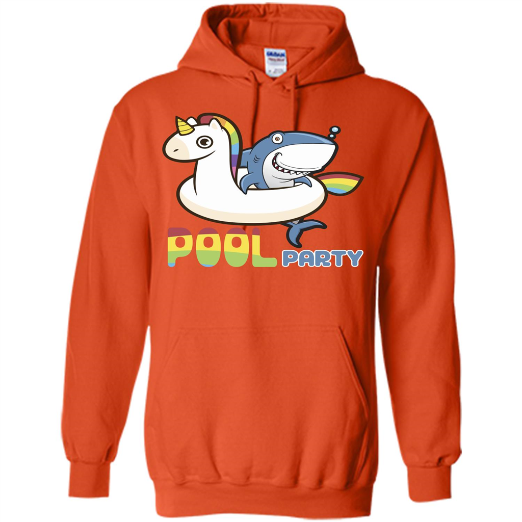 Pool Party T-shirt Unicorn Float Funny Shark Orange