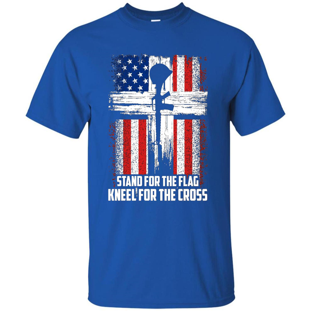 Military T-shirt Stand For The Flag Kneel For The Cross T-Shirt Royal
