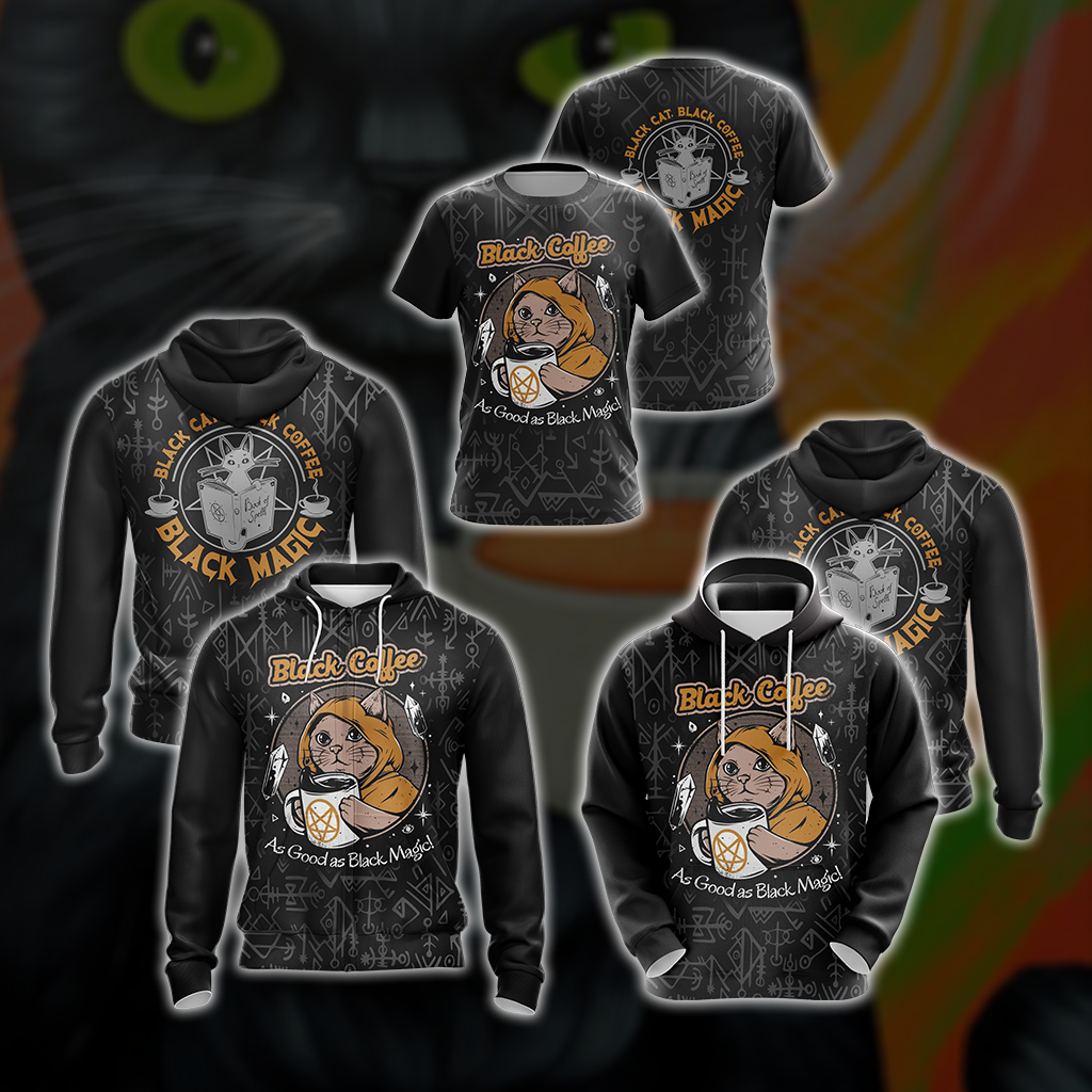 Black Coffee As Good As Black Magic Cat Unisex 3D T-shirt