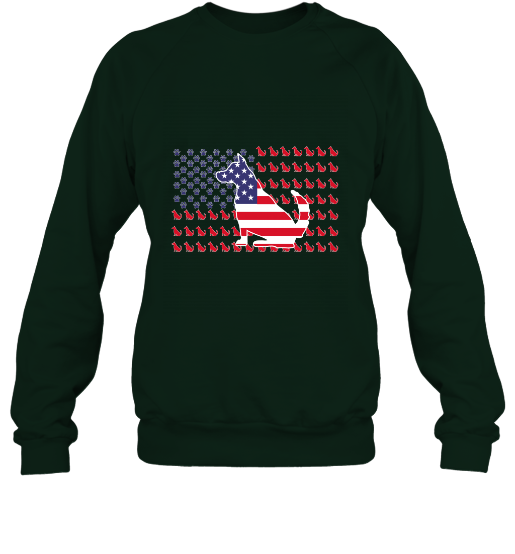 American Flag Dogs Lovers Shirt Sweatshirt Forest