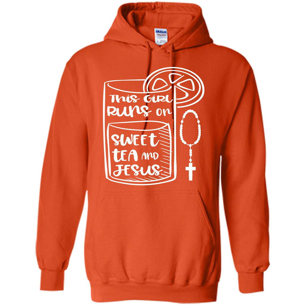 Christian T-shirt This Girl Runs on Sweet Tea and Jesus T-shirt Orange