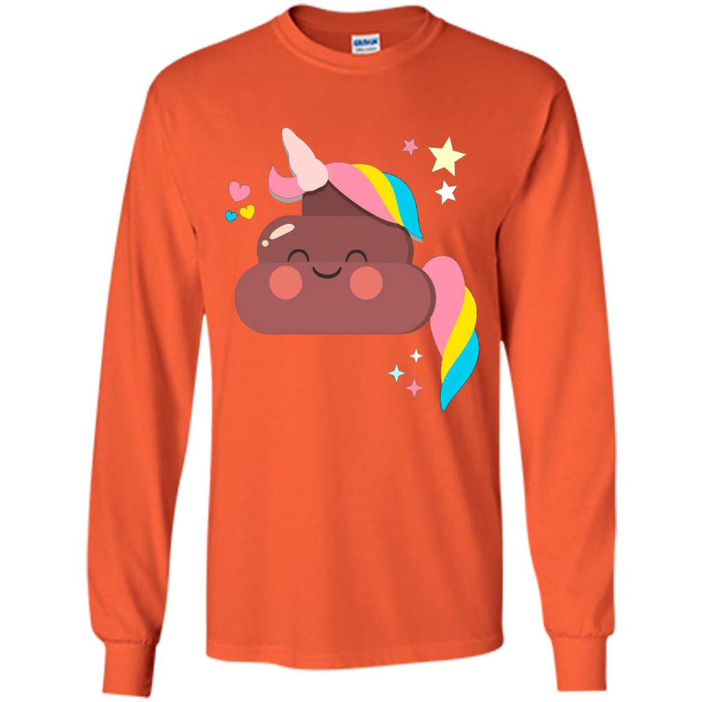 Emoji Happy Unicorn Poop Funny T-shirt Orange