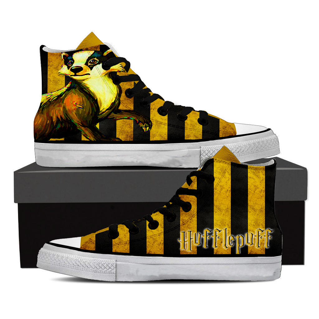 Striped Hufflepuff Harry Potter High Top Shoes SIZE 47
