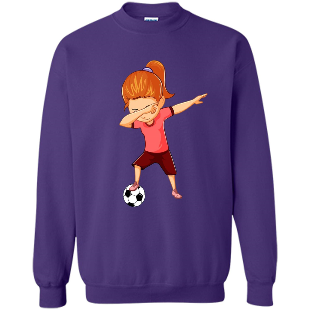 Soccer T-shirt For Girls Funny Dabbing Dab Dance Soccer Ball Orange