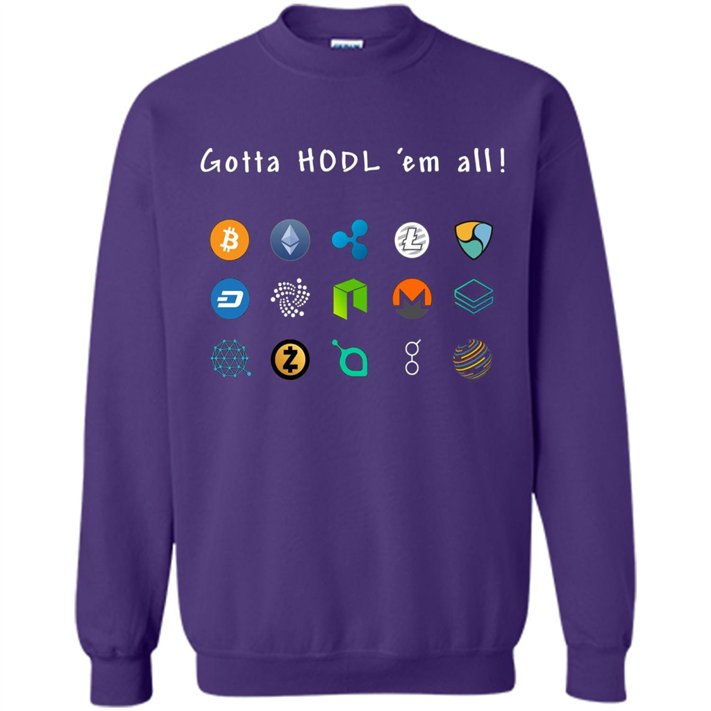 Ethereum Bitcoin Litecoin Gotta Hodl Em All Crypto T-Shirt Orange