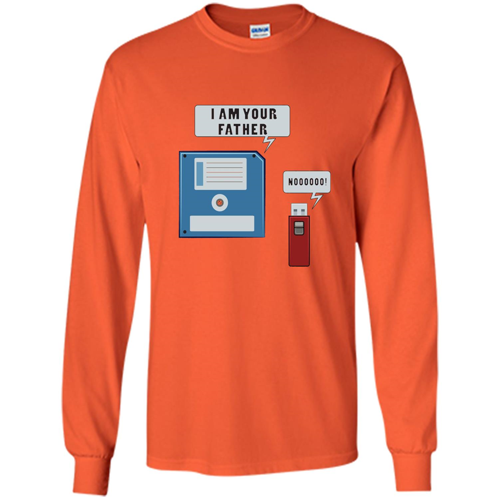 USB Floppy Disk Funny Computer Nerd T-shirt Orange