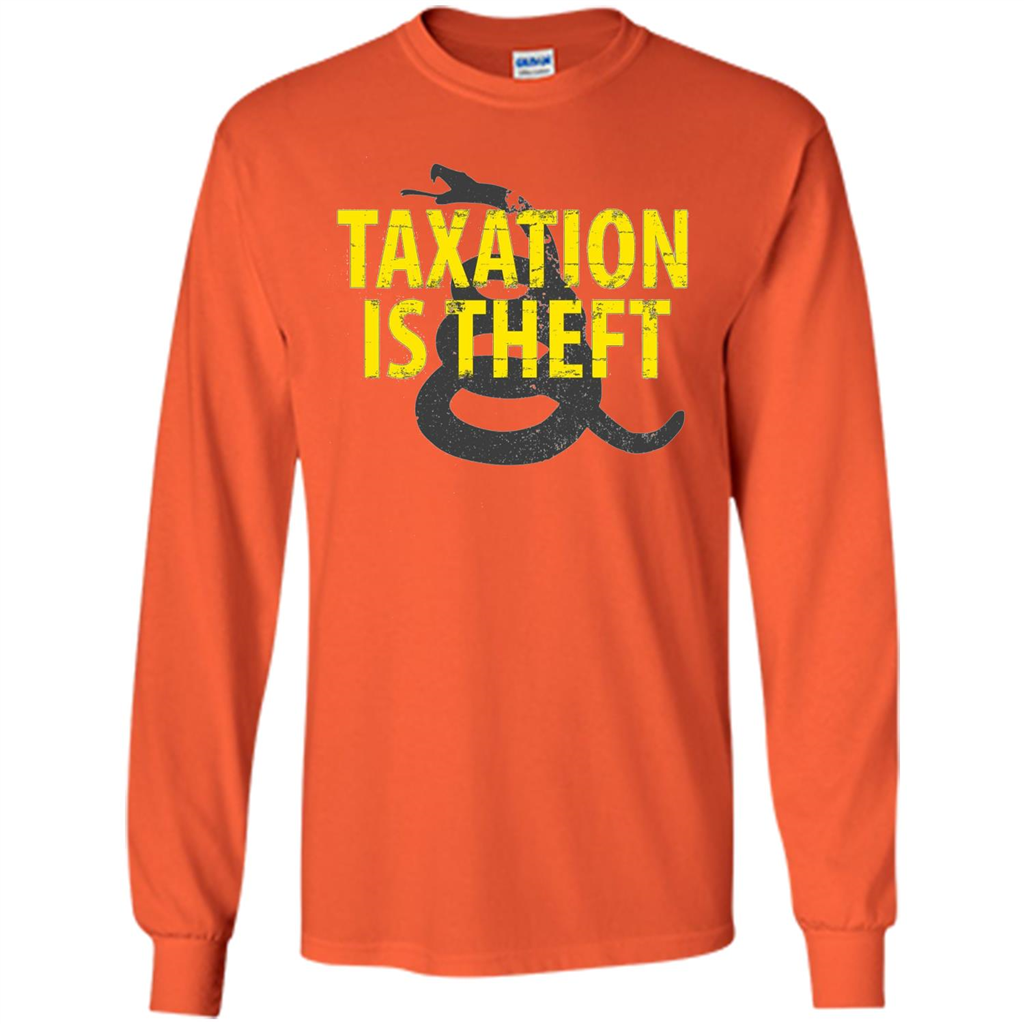 Being Libertarian - Taxation Is Theft T-shirt Orange