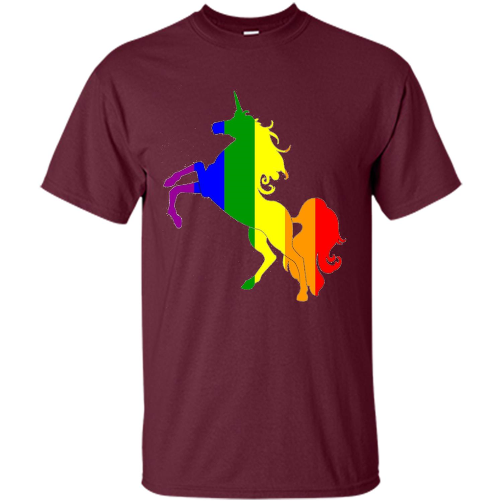 Pride Flag Unicorn Glitter Cute Beautiful LGBTQ T-shirt Maroon